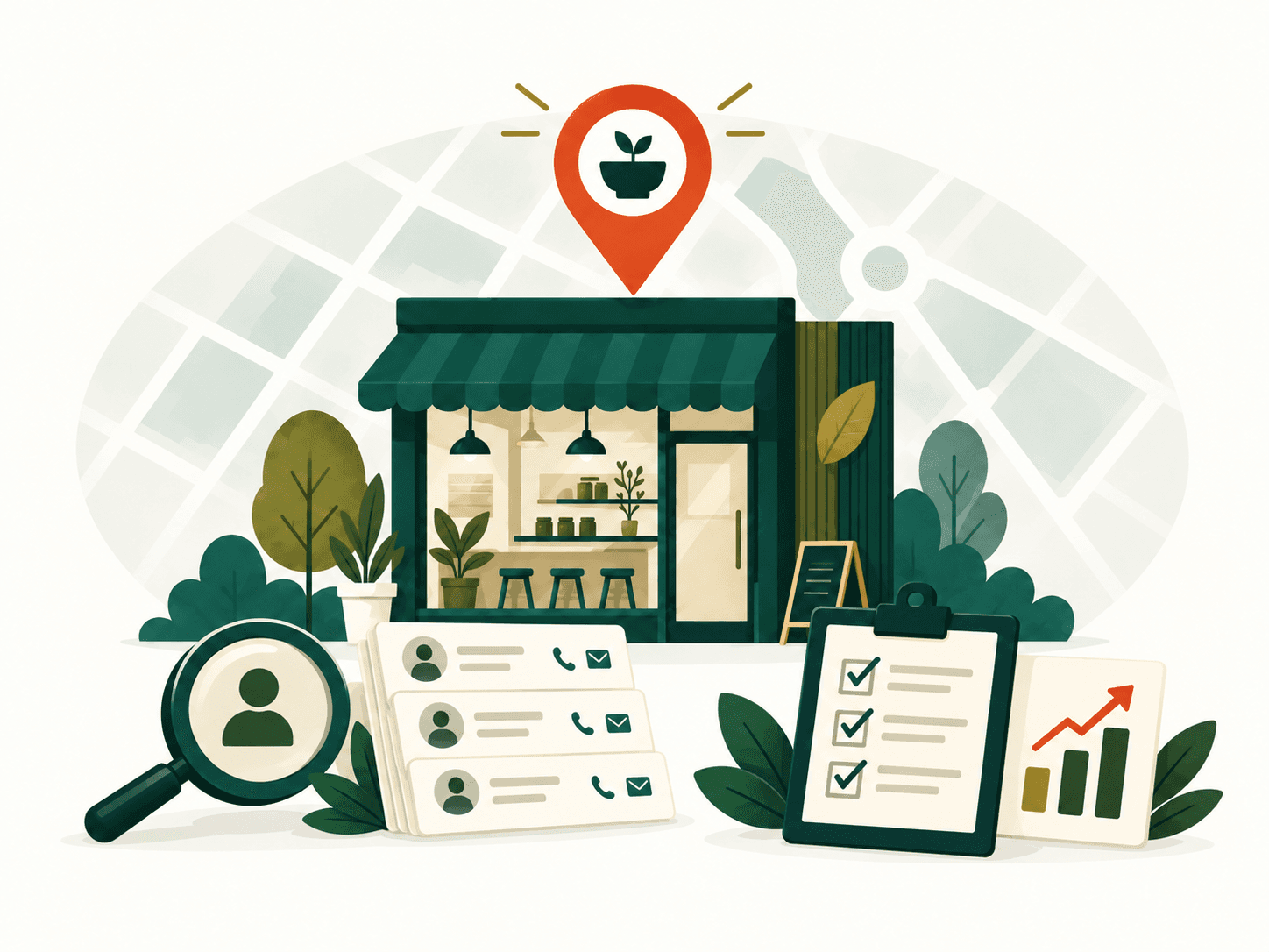Editorial illustration for B2B lead generation tools for local businesses market research and B2B lead generation