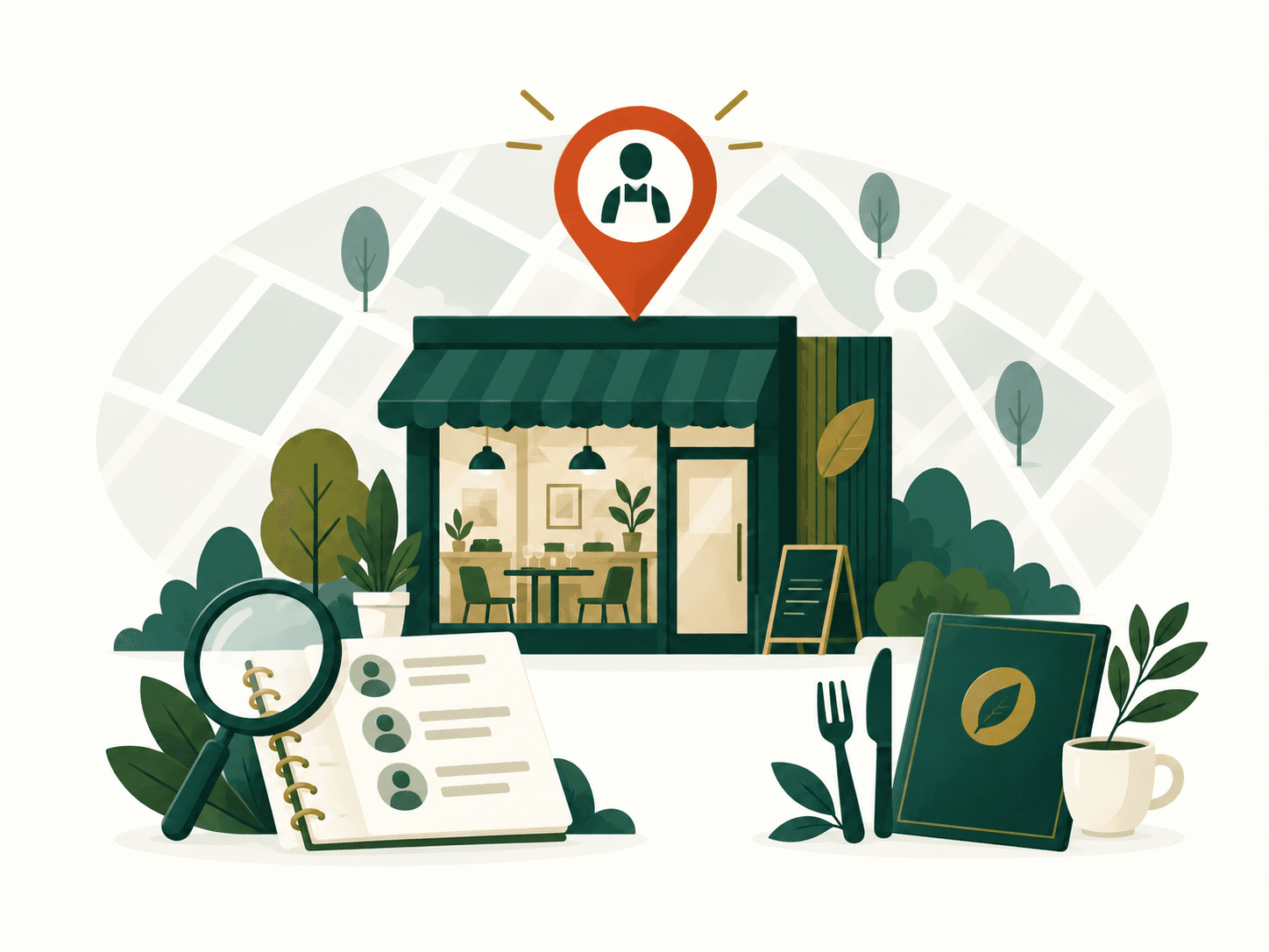 Editorial illustration for independent restaurant owners market research and B2B lead generation