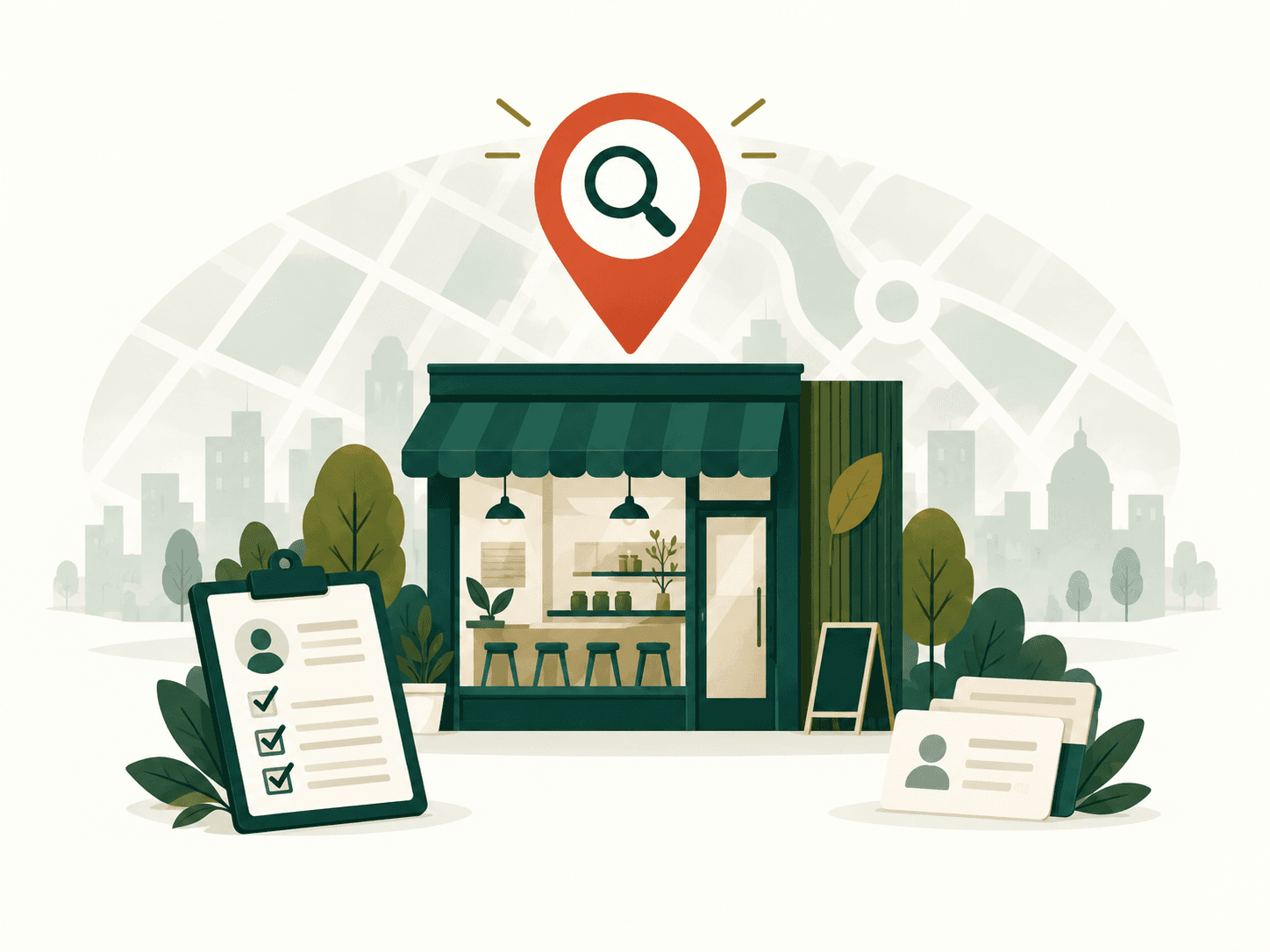 Editorial illustration for find business owners market research and B2B lead generation