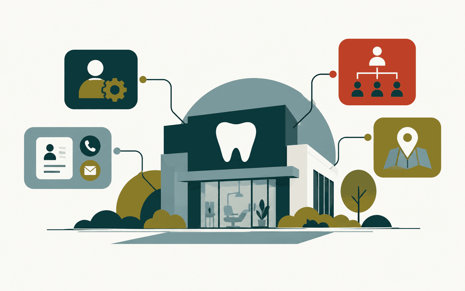 Editorial illustration for dental practice owners market research and B2B lead generation