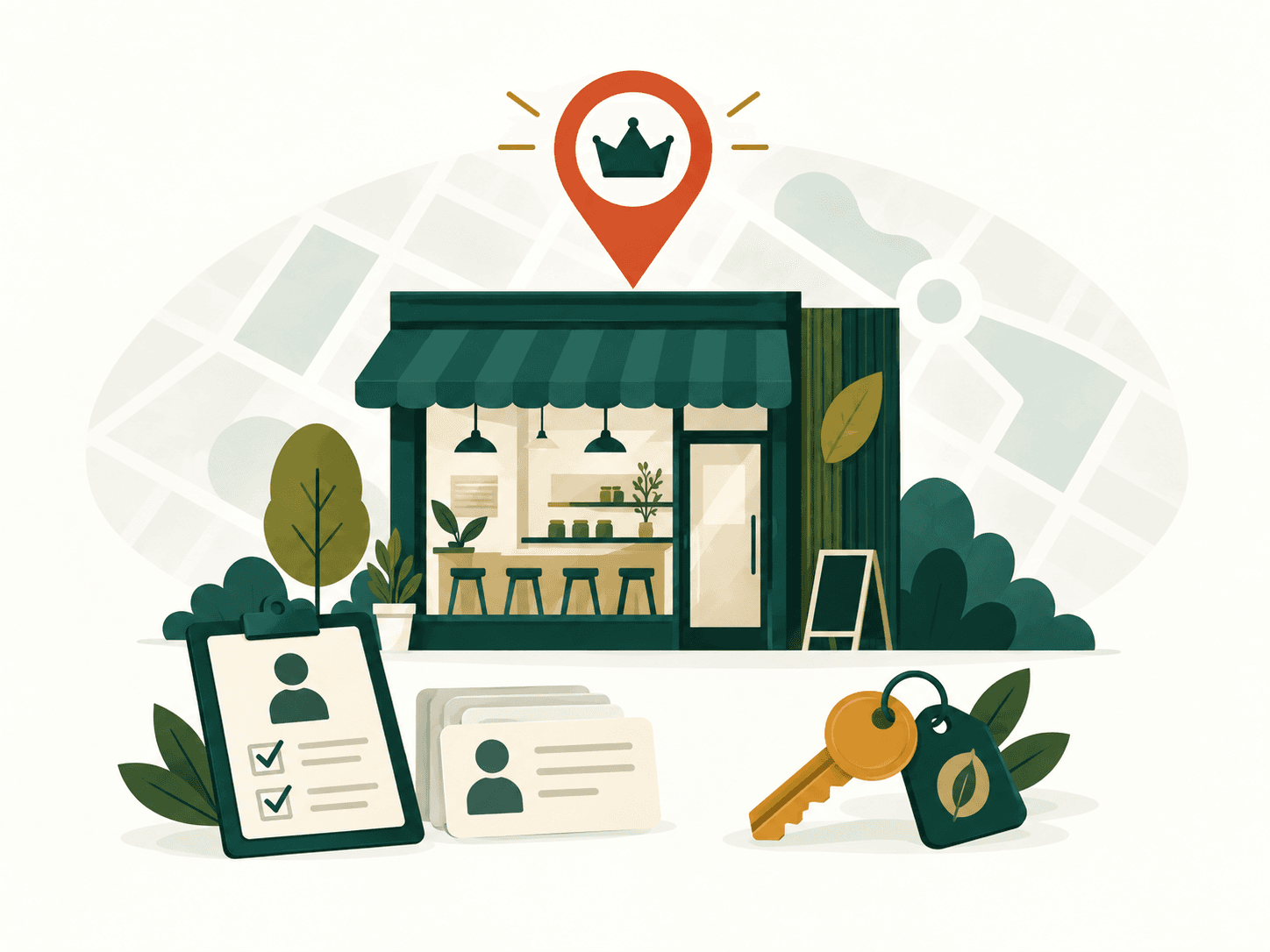 Editorial illustration for franchise owners and operators market research and B2B lead generation