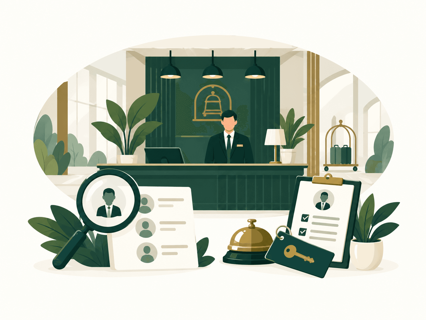 Editorial illustration for hotel owners and general managers market research and B2B lead generation