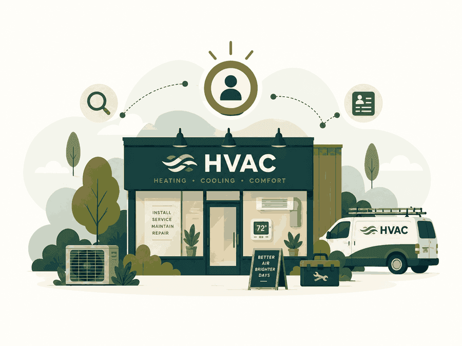 Editorial illustration for HVAC company owners market research and B2B lead generation