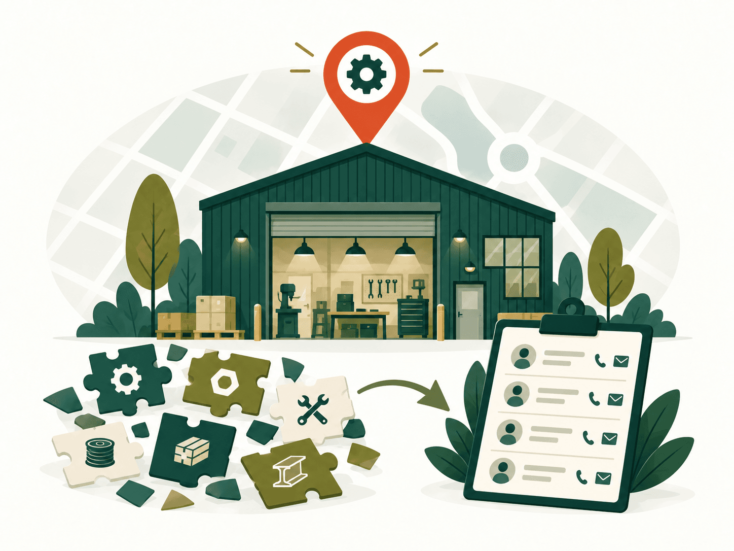 Editorial illustration for leads in fragmented industries market research and B2B lead generation
