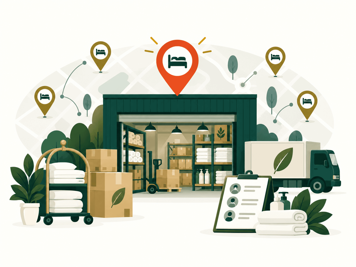 Editorial illustration for lead generation for hospitality suppliers market research and B2B lead generation