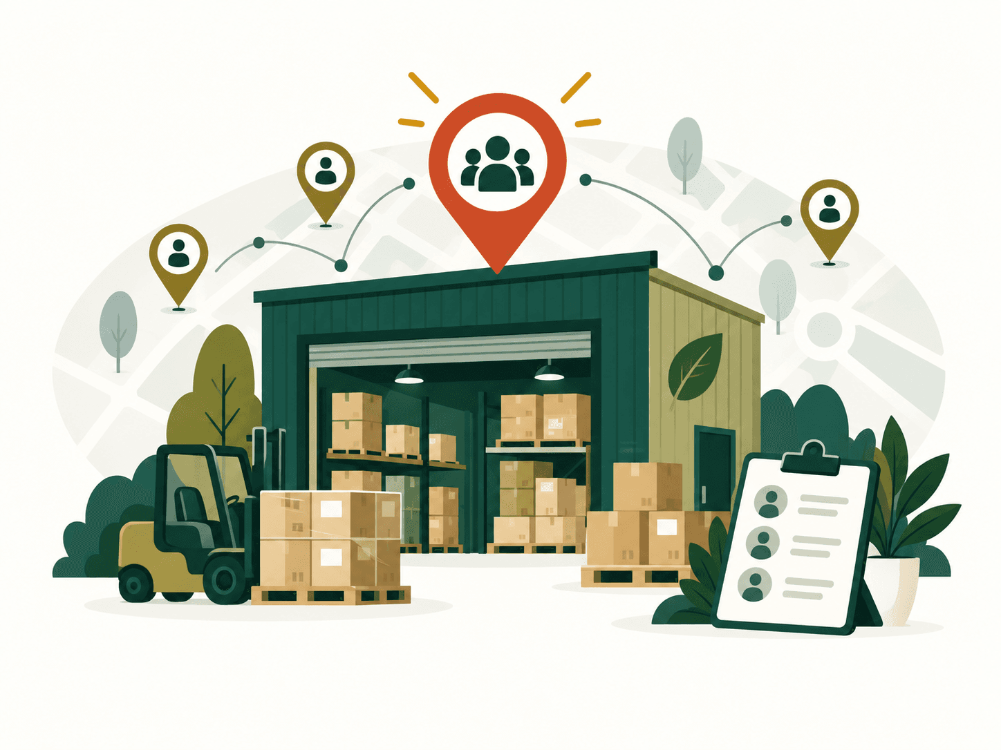 Editorial illustration for lead generation for brands selling wholesale to retailers market research and B2B lead generation