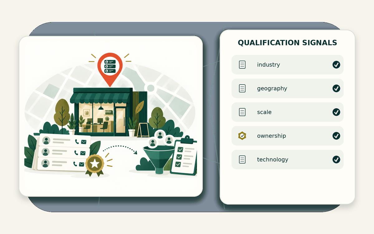 Qualification signal matrix for lead list building services