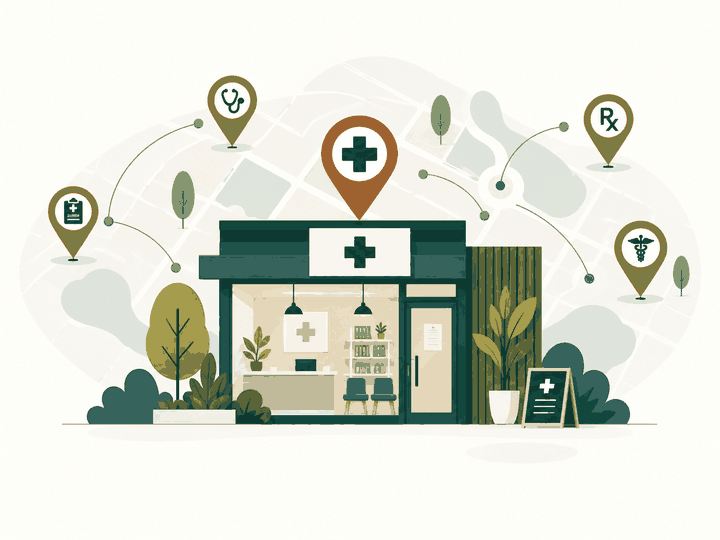 Editorial market universe illustration for independent medical practices
