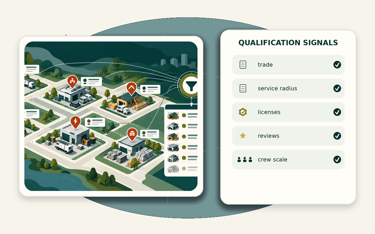 Qualification signal matrix for contractor prospect lists