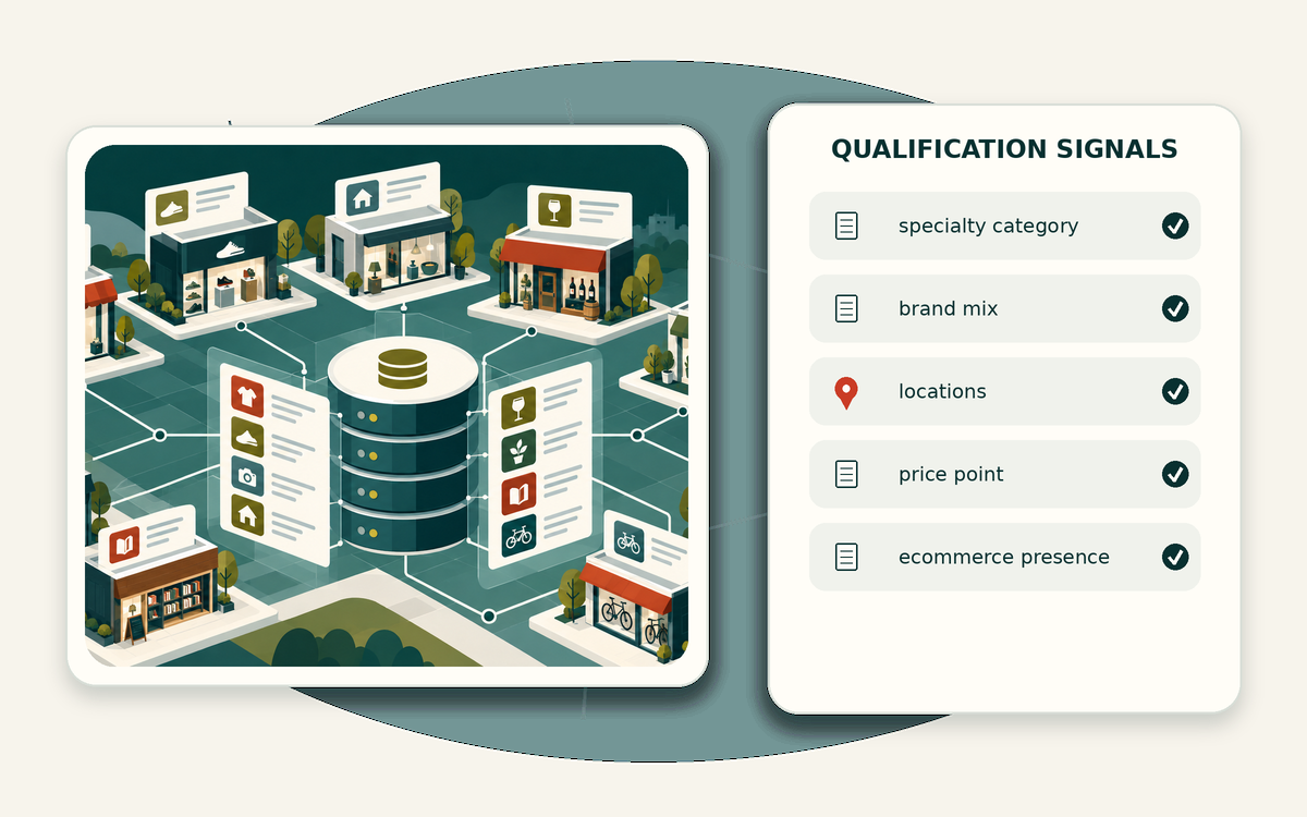 Qualification signal matrix for specialty retailer database