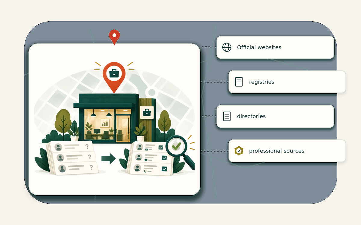 Editorial market universe illustration for enrich large B2B lead lists