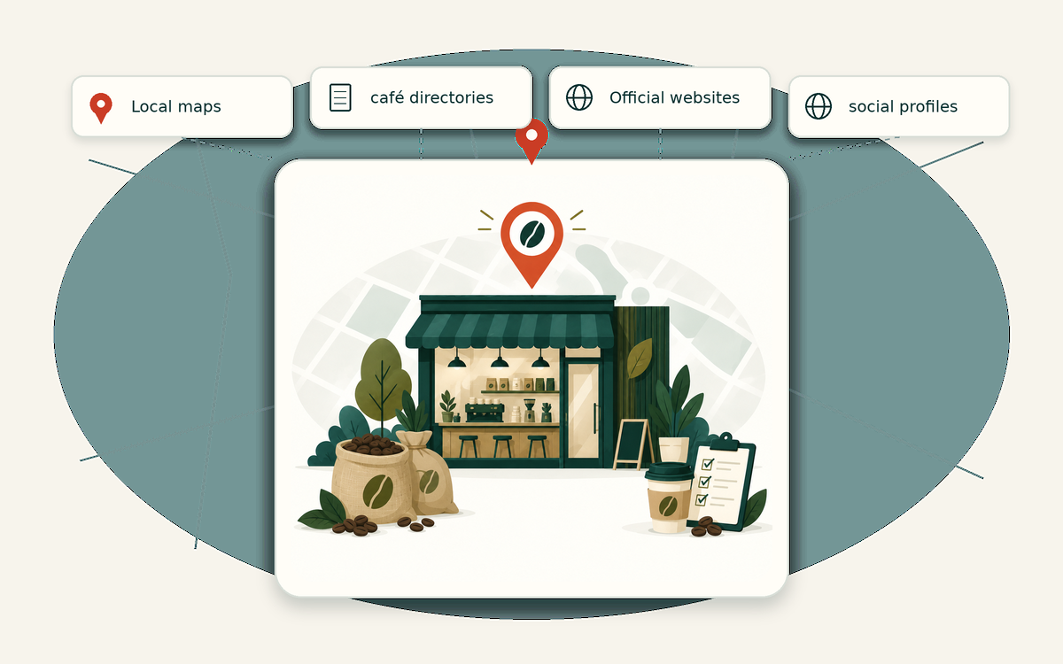 Editorial market universe illustration for independent café buyers