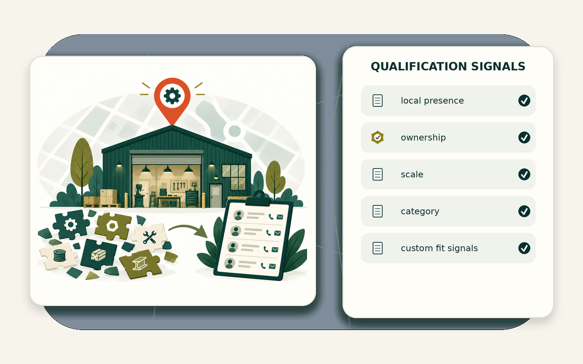 Qualification signal matrix for leads in fragmented industries