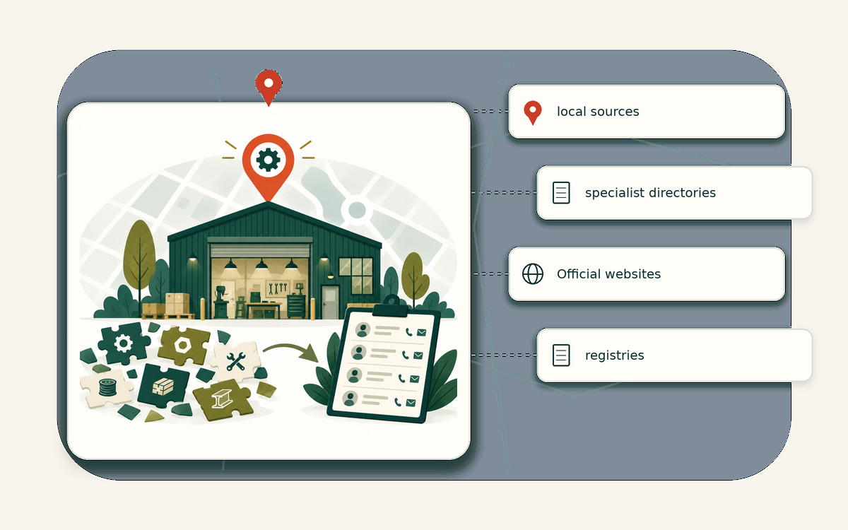 Editorial market universe illustration for leads in fragmented industries