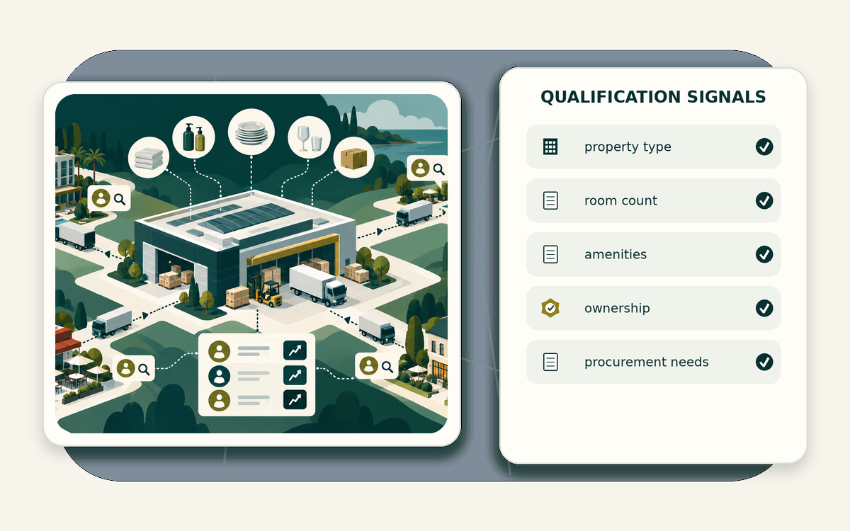 Qualification signal matrix for lead generation for hospitality suppliers