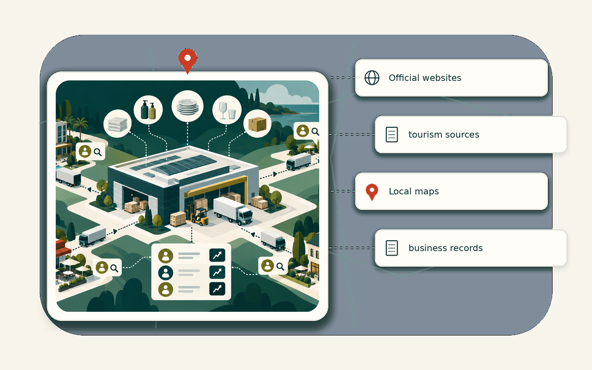 Editorial market universe illustration for lead generation for hospitality suppliers