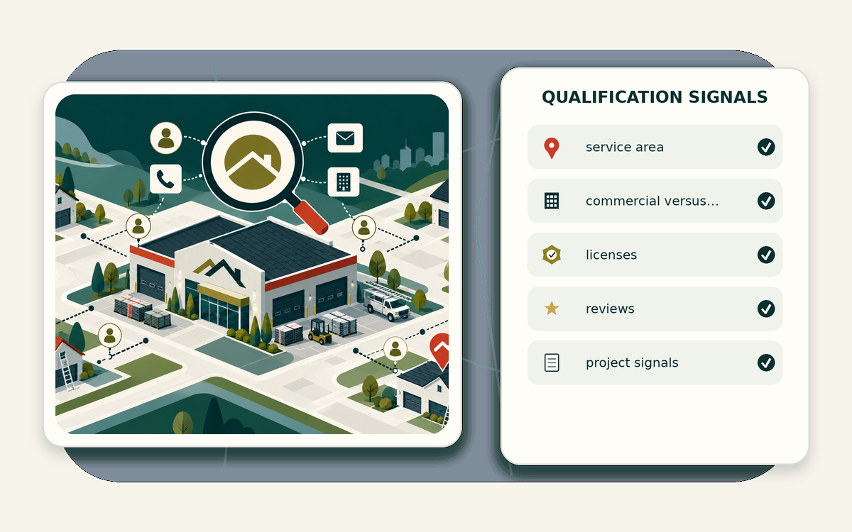 Qualification signal matrix for lead generation for roofing companies