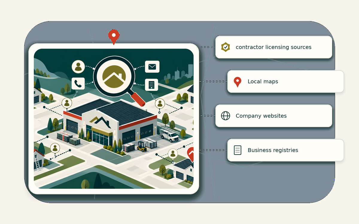 Editorial market universe illustration for lead generation for roofing companies