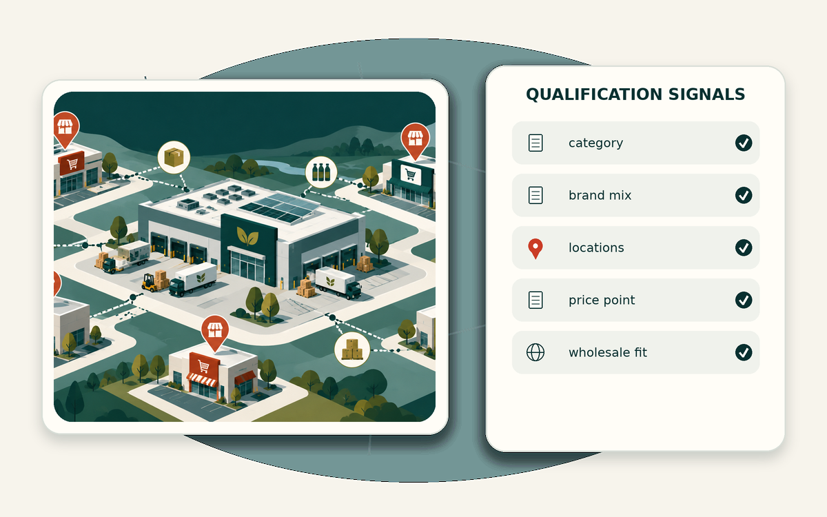 Qualification signal matrix for lead generation for brands selling wholesale to retailers