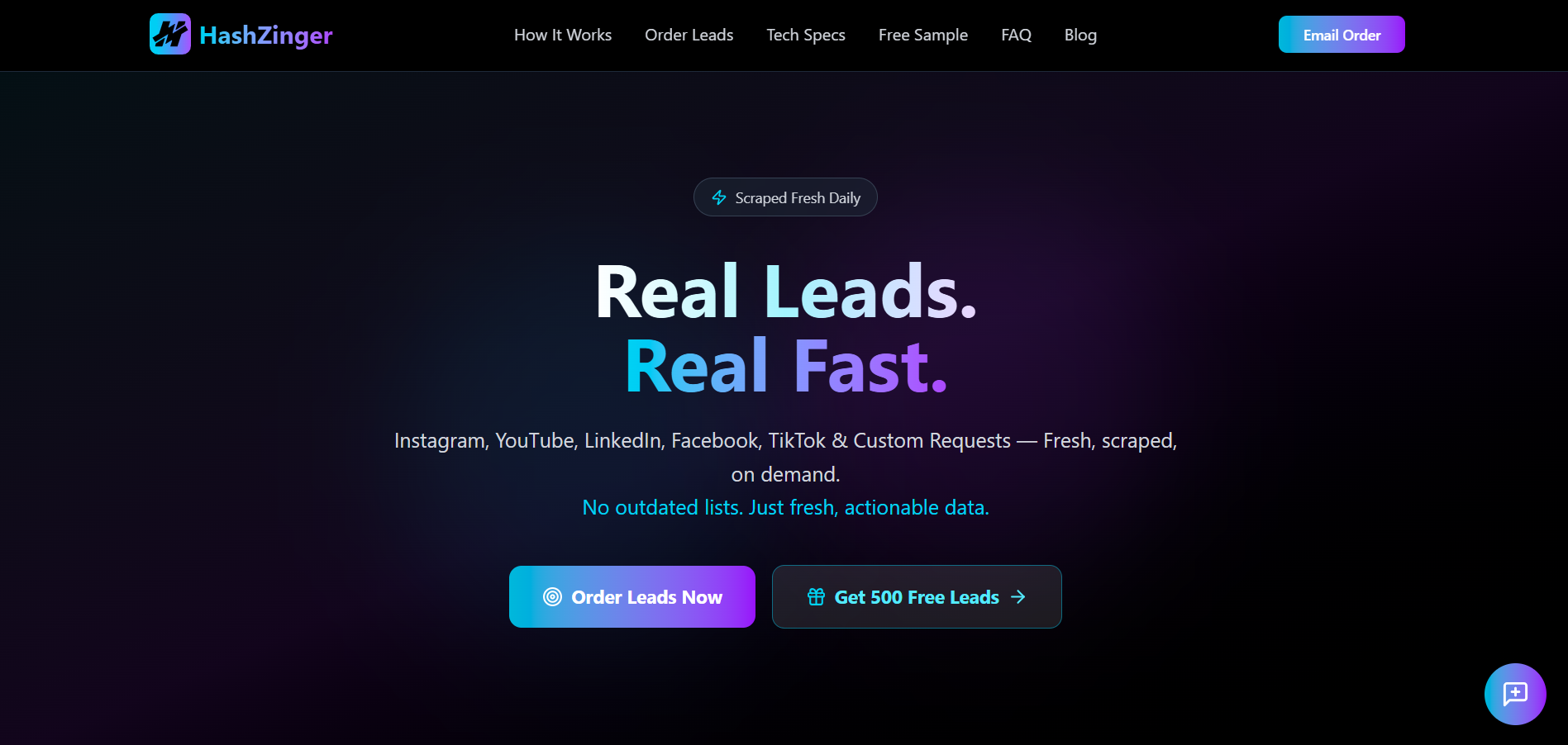 HashZinger B2C Lead Generation Dashboard