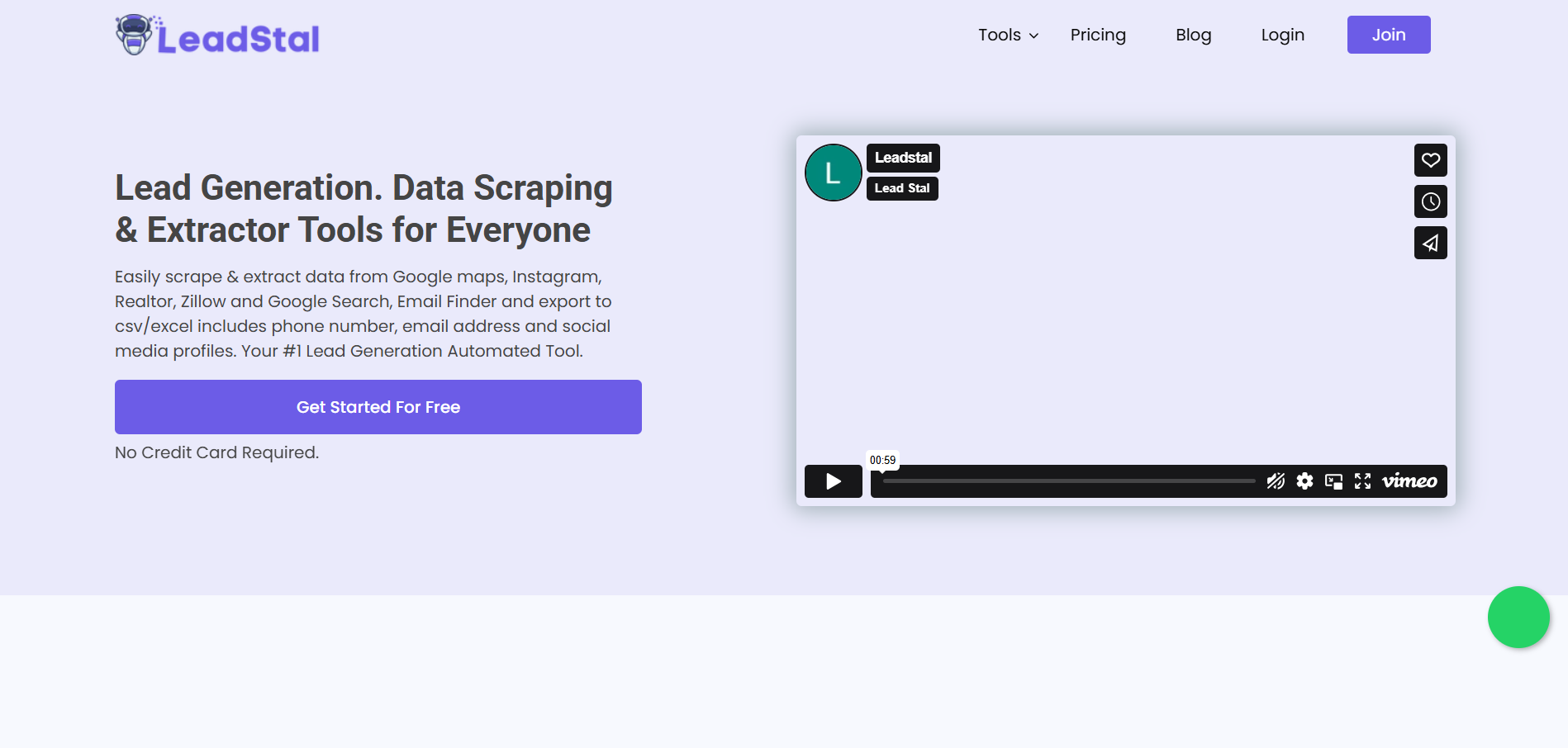 LeadStal B2C Lead Generation Dashboard